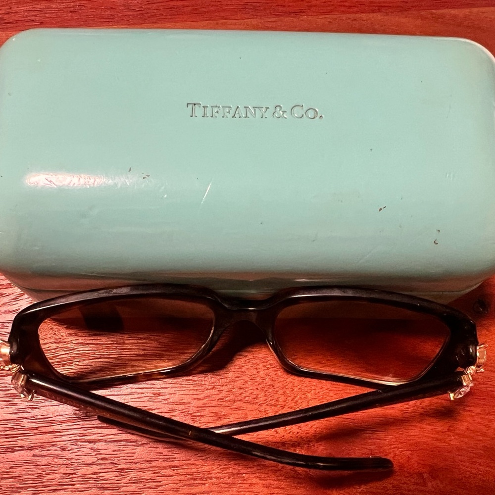 Authentic Tiffany & Co. Brown Sunglasses with Gold Crystal Butterfly Accen - Picture 7 of 7